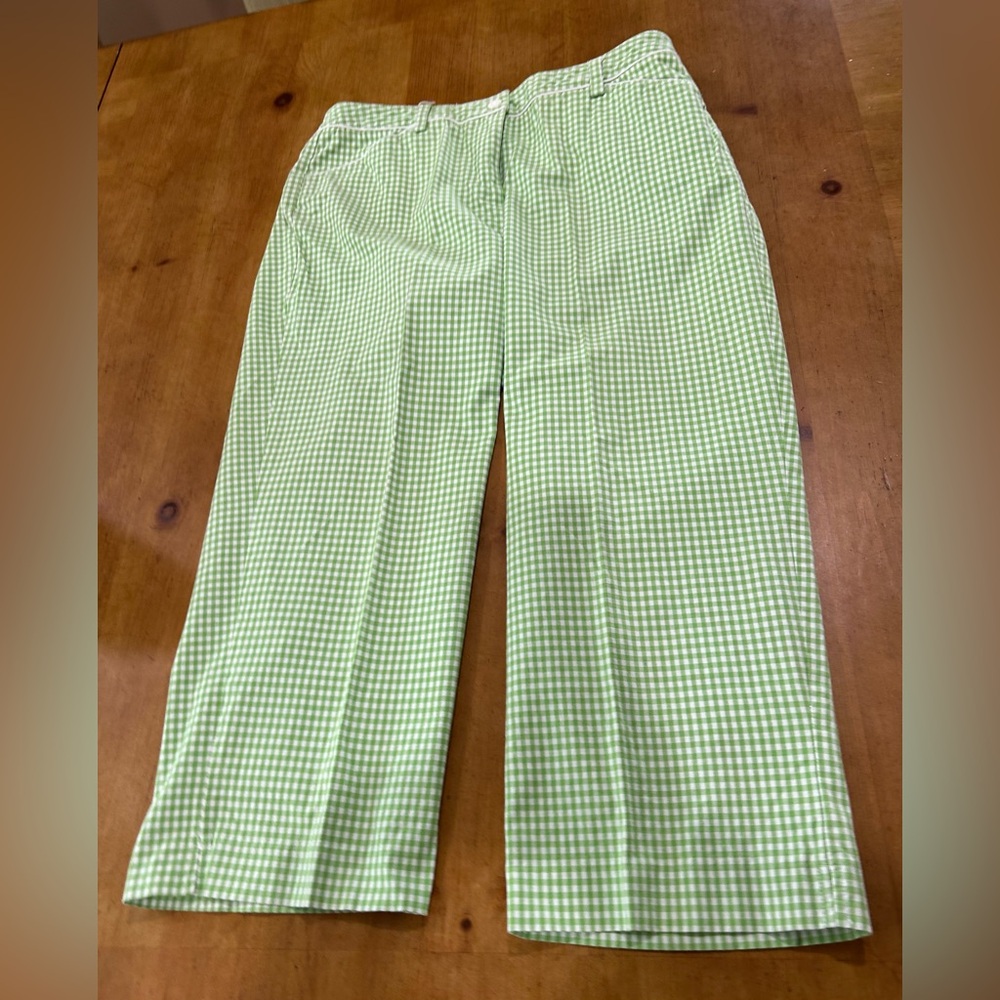 Talbots Lime Green Gingham Pants